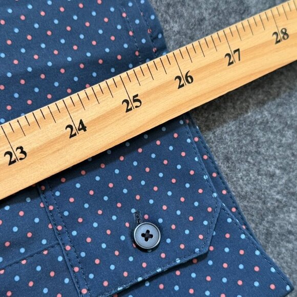 Mizzen and Mens Mens Leeward Button Down LS Dress Shirt XXL Trim Navy Polka‎ Dot - Picture 10 of 11